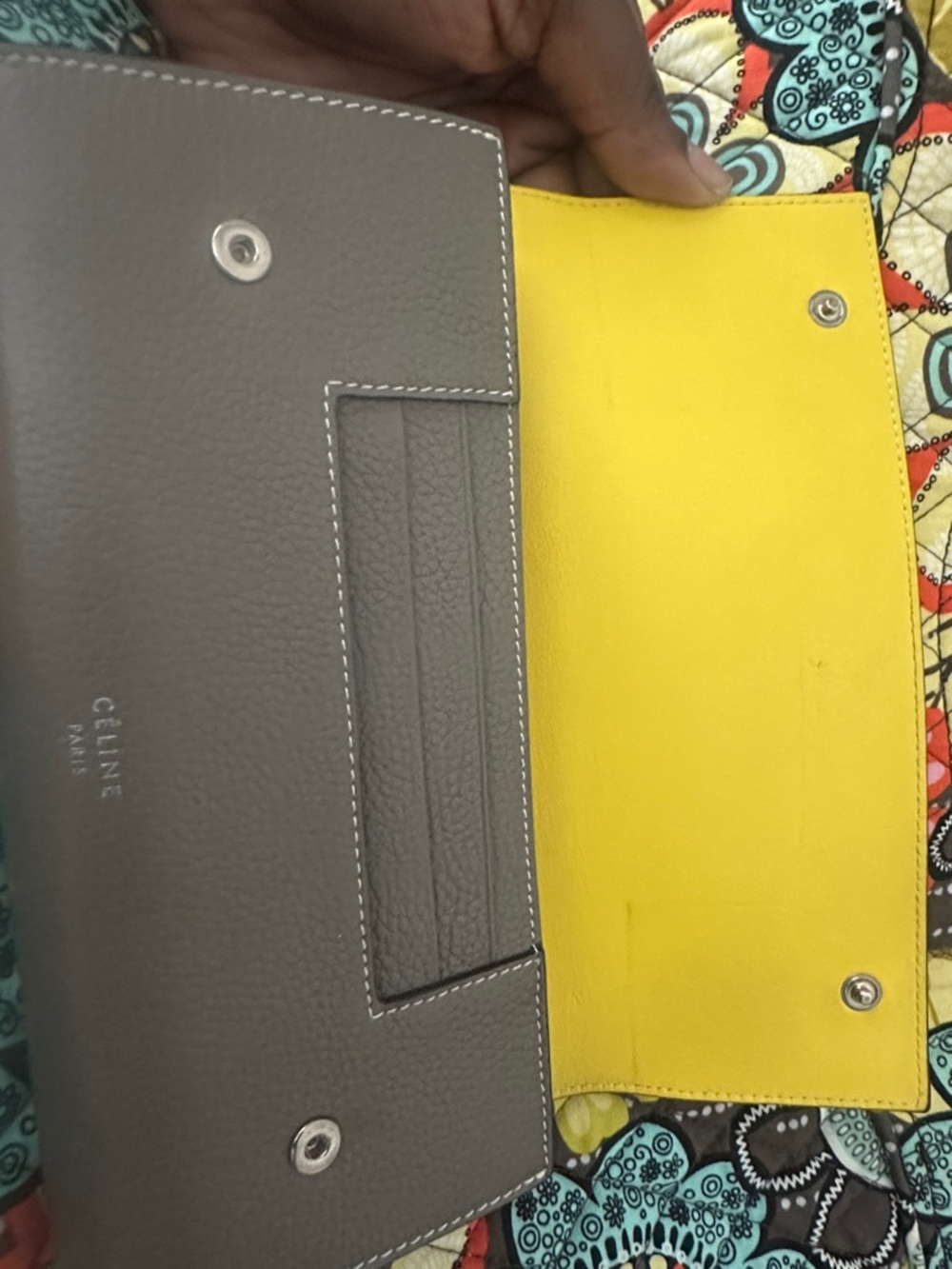 Celine Taupe Leather Long Flap Wallet - Picture 2 of 11